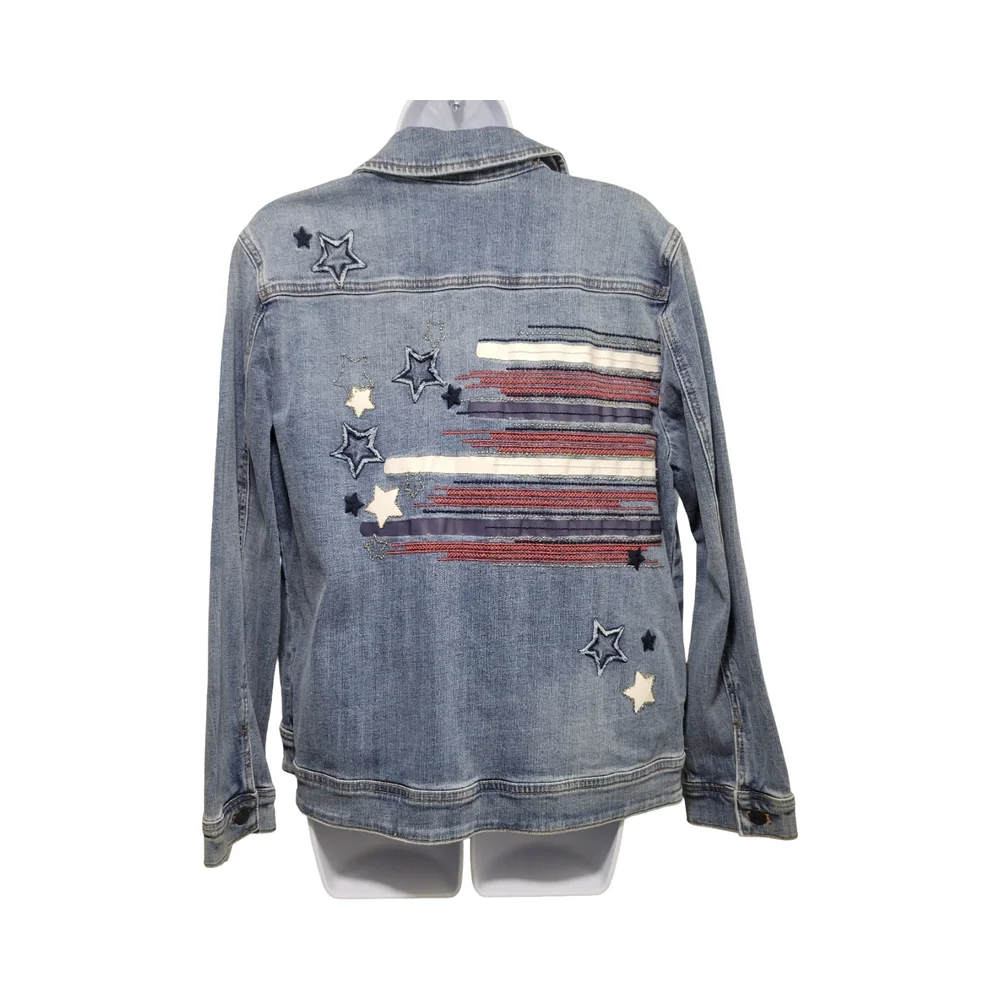 Chico's Blue Jean Jacket Relaxed Fit Timeless Design - Picture 6 of 13